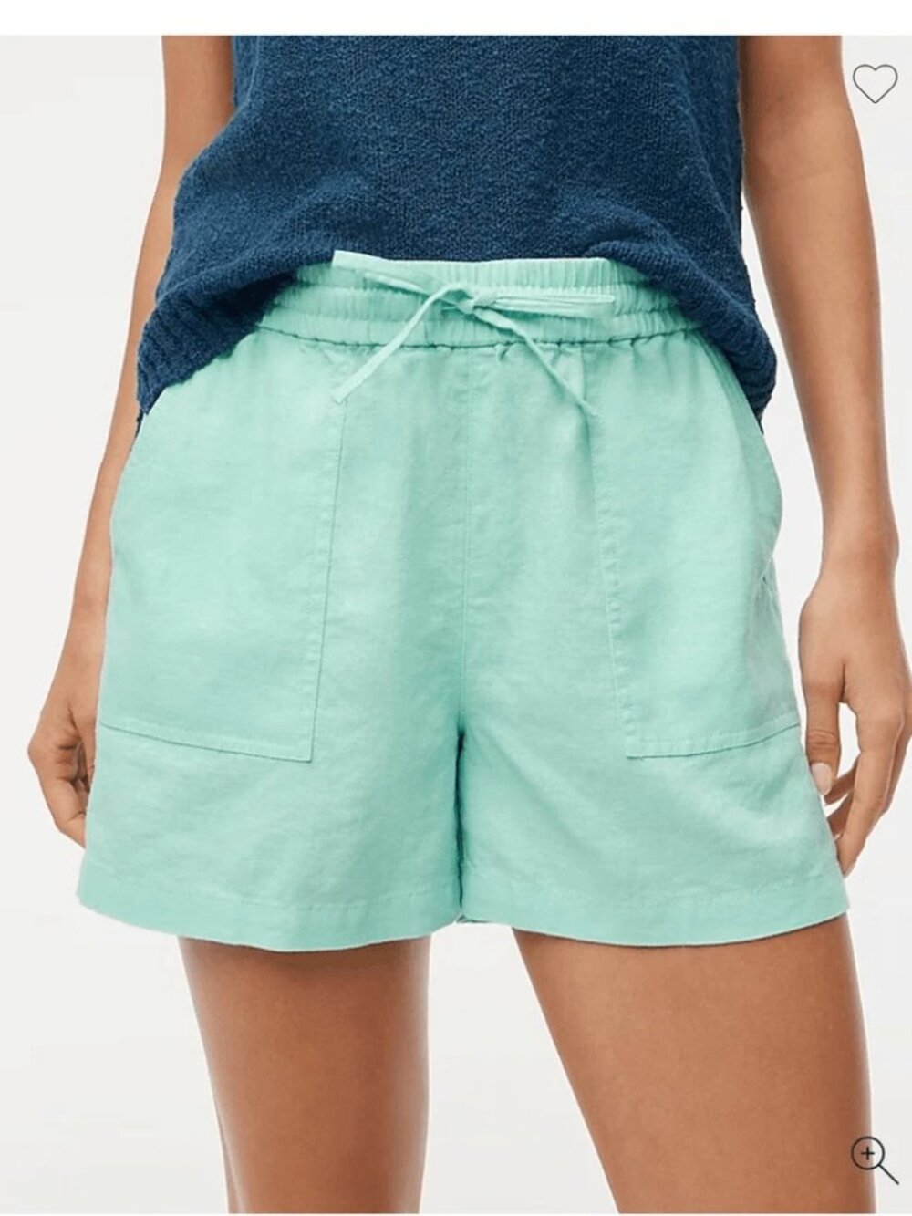 J. Crew Mint Green Pull-On Elastic Waist Linen Drawstring Shorts L NWT
